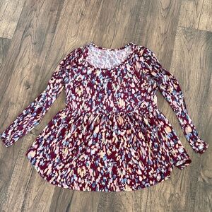 Women's Multicolor Long Sleeve Peplum Top